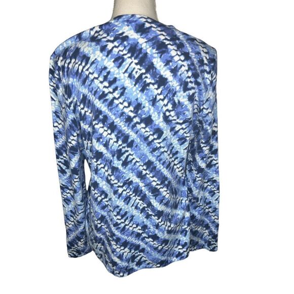 J. McLaughlin Lenny Sweater Women's Size L Blue Tie Dye Print Button Cuff NWOT! - Picture 4 of 6